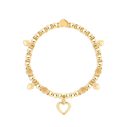 Beautiful Friend - Gold hearts charm bracelet in flower box