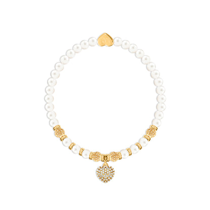 Bride - Freshwater pearls charm bracelet in flower box