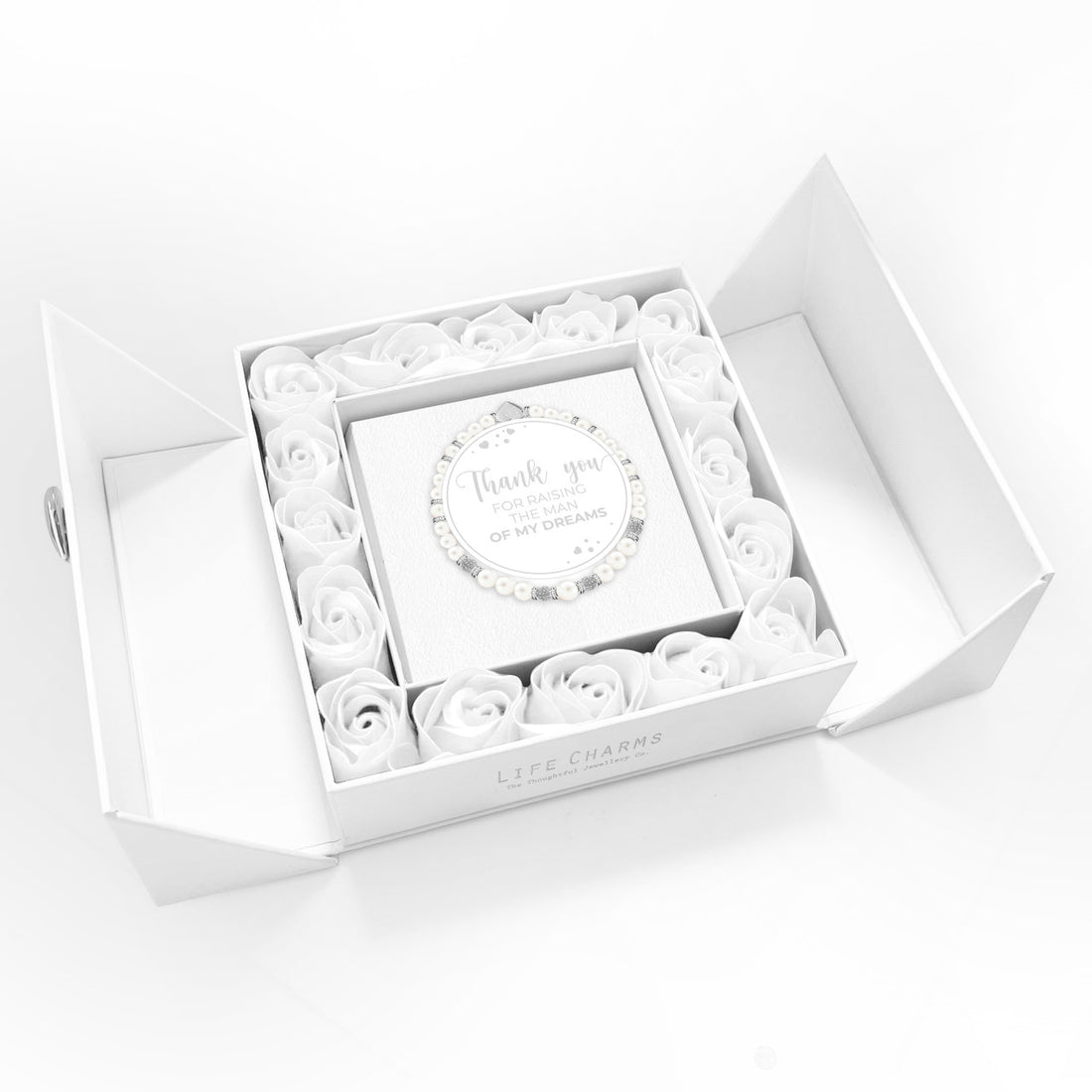 Mother Of The Groom - Freshwater pearls charm bracelet in flower box