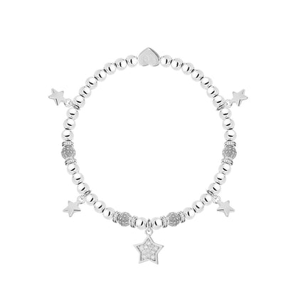 Happy Birthday - Sparkling stars charm bracelet in flower box