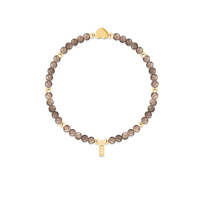 Smoky Quartz &amp; gold beads healing crystals bracelet