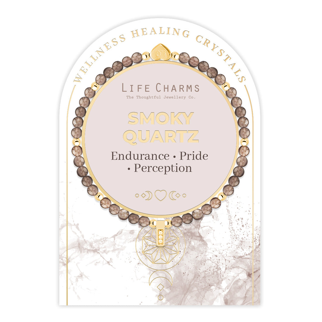 Smoky Quartz &amp; gold beads healing crystals bracelet