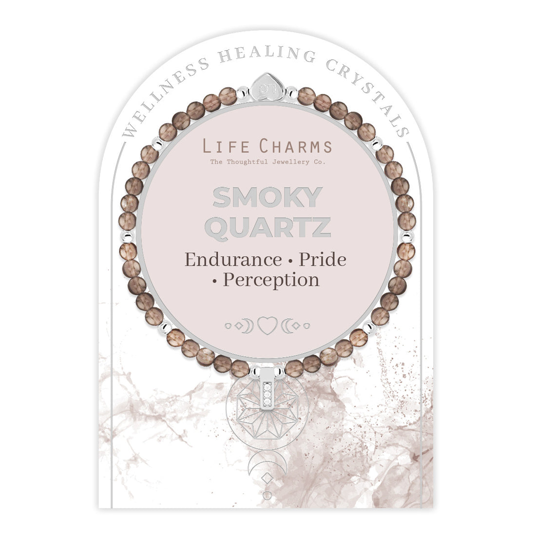Smoky Quartz &amp; silver beads healing crystals bracelet