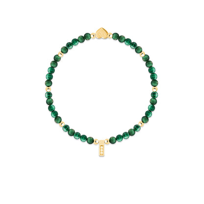 Malachite &amp; Gold beads healing crystals bracelet