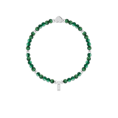 Malachite &amp; silver beads healing crystals bracelet