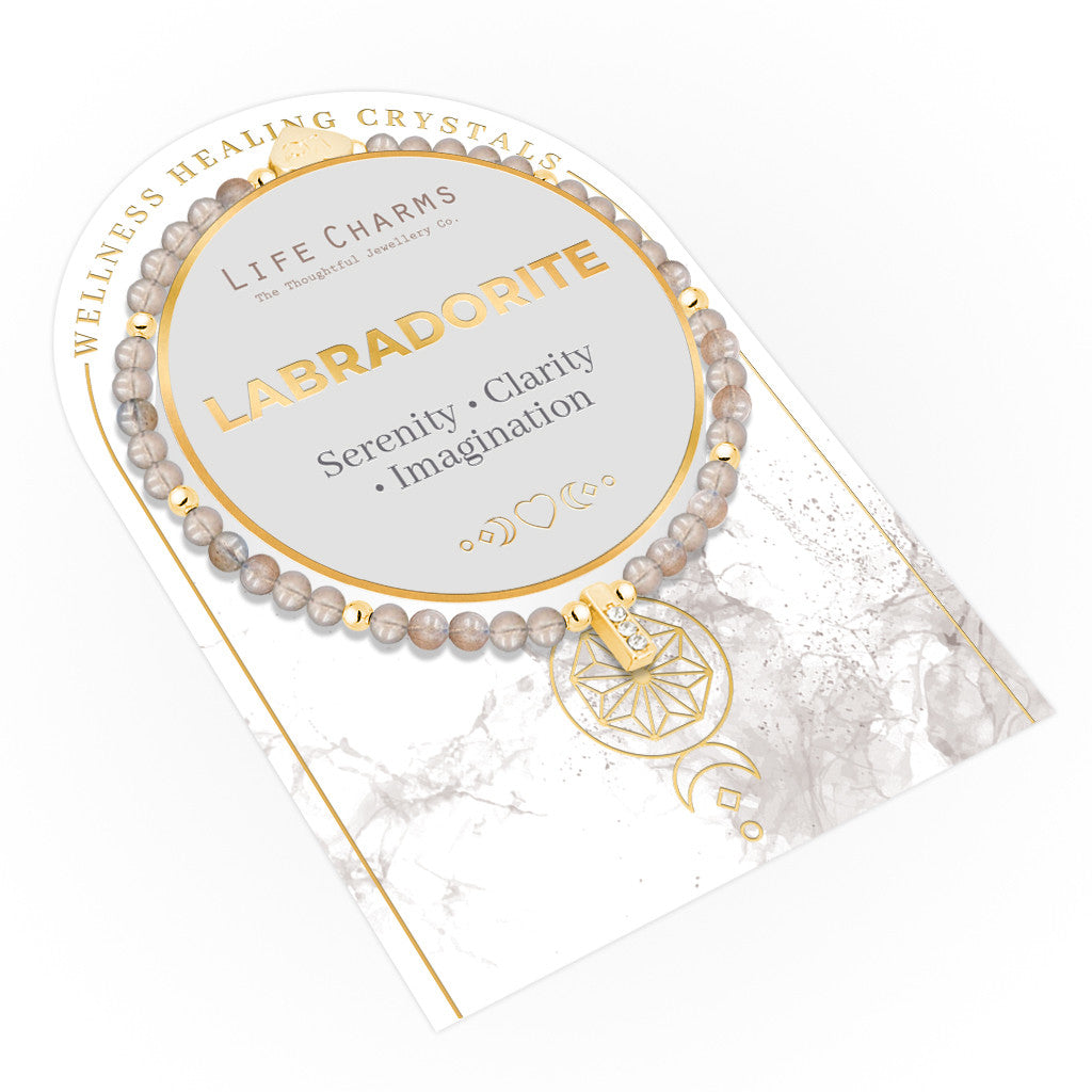 Labradorite &amp; gold beads healing crystals bracelet