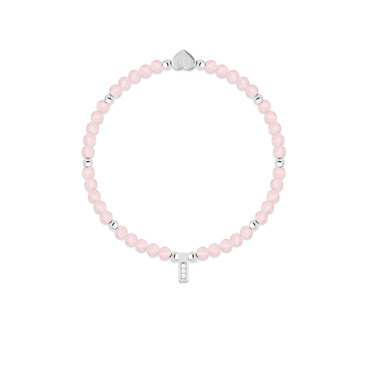 Rose Quartz &amp; silver beads healing crystals bracelet