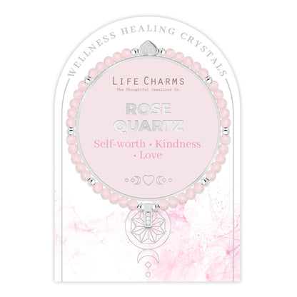 Rose Quartz &amp; silver beads healing crystals bracelet