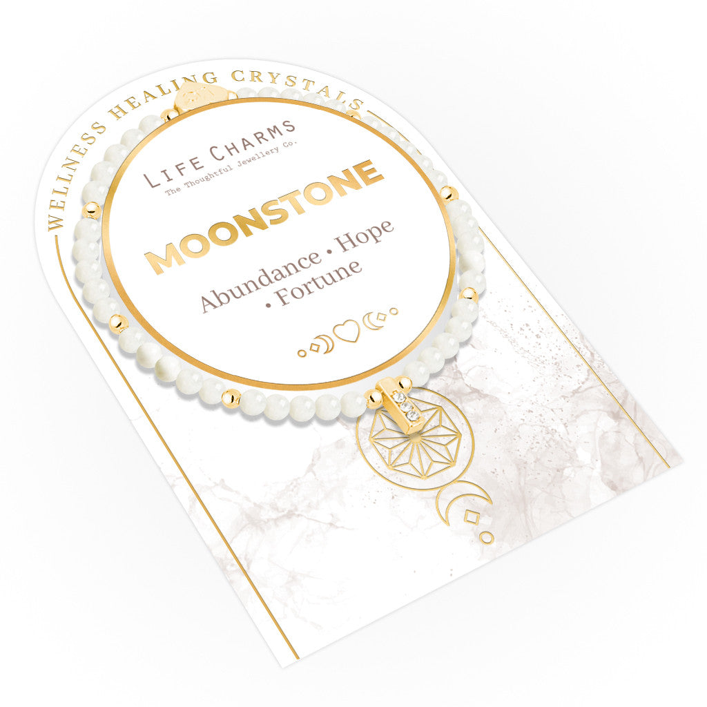 Moonstone &amp; gold beads healing crystals bracelet