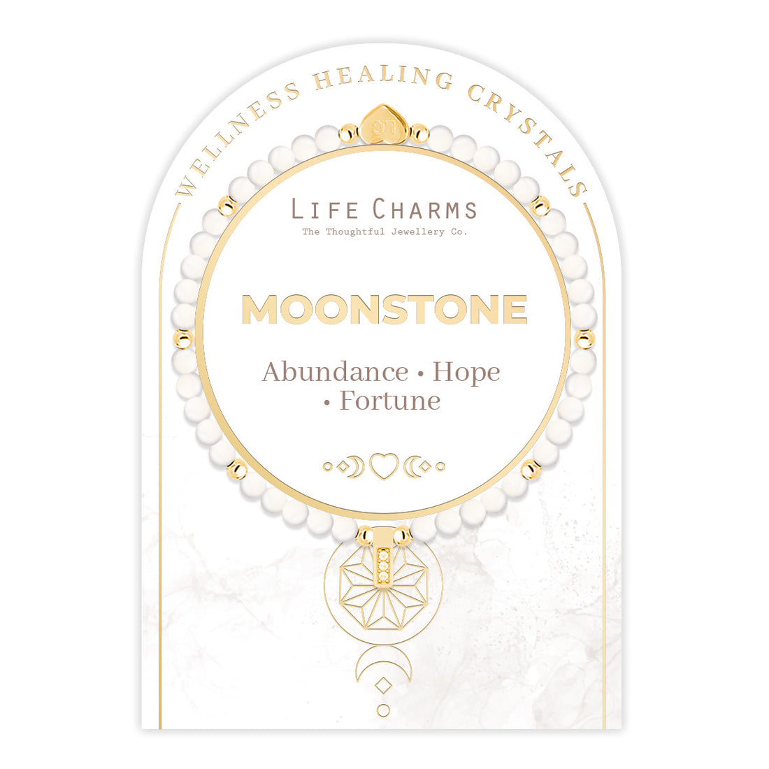 Moonstone & gold beads healing crystals bracelet