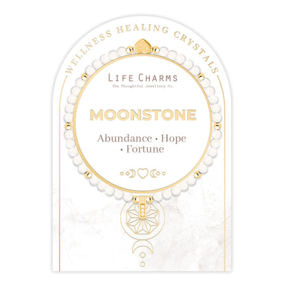 Moonstone &amp; gold beads healing crystals bracelet