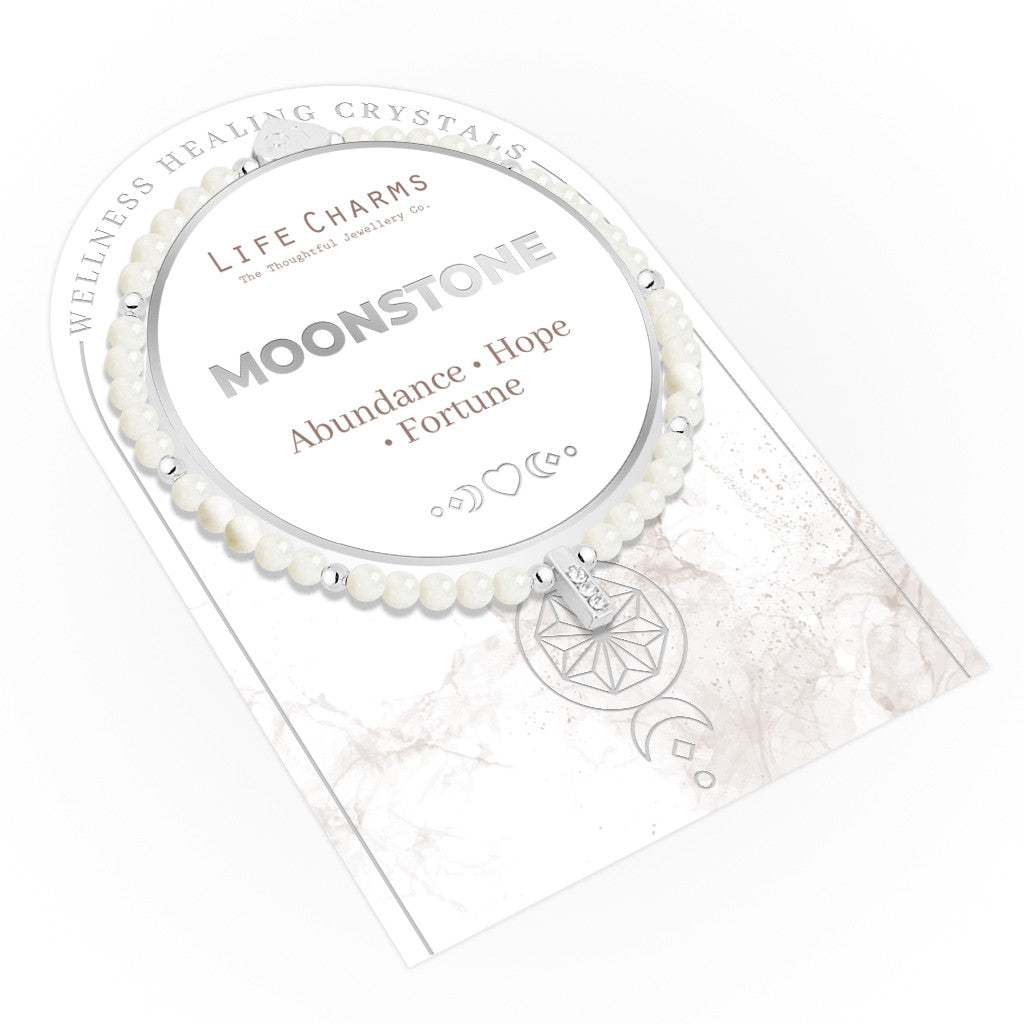Moonstone & silver beads healing crystals bracelet