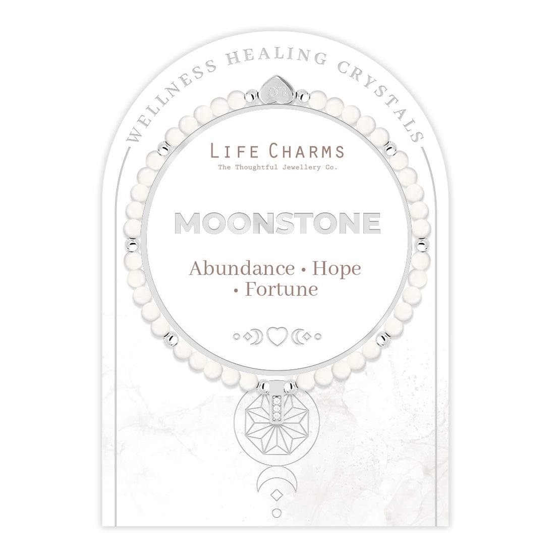 Moonstone &amp; silver beads healing crystals bracelet