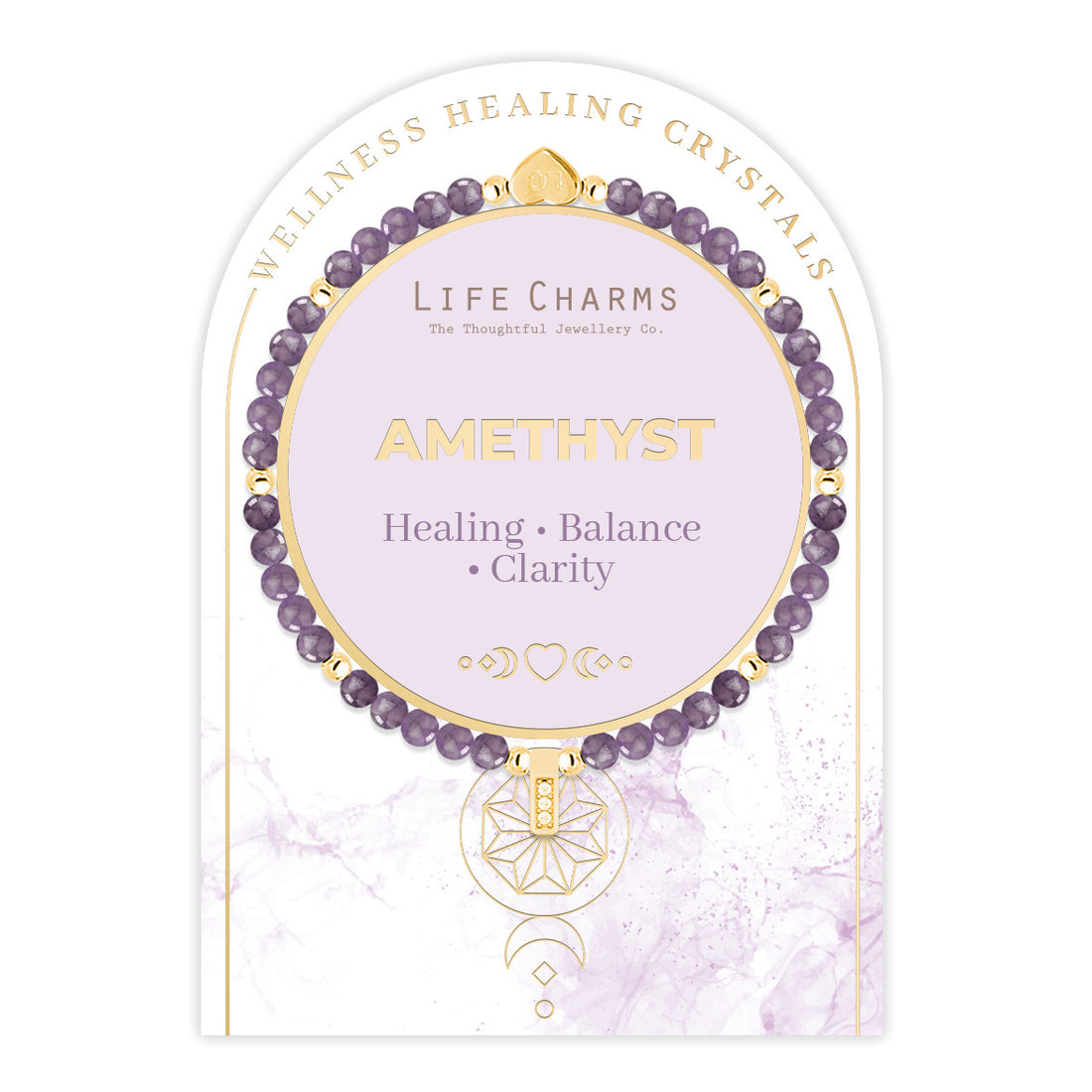 Amethyst & gold beads healing crystals bracelet