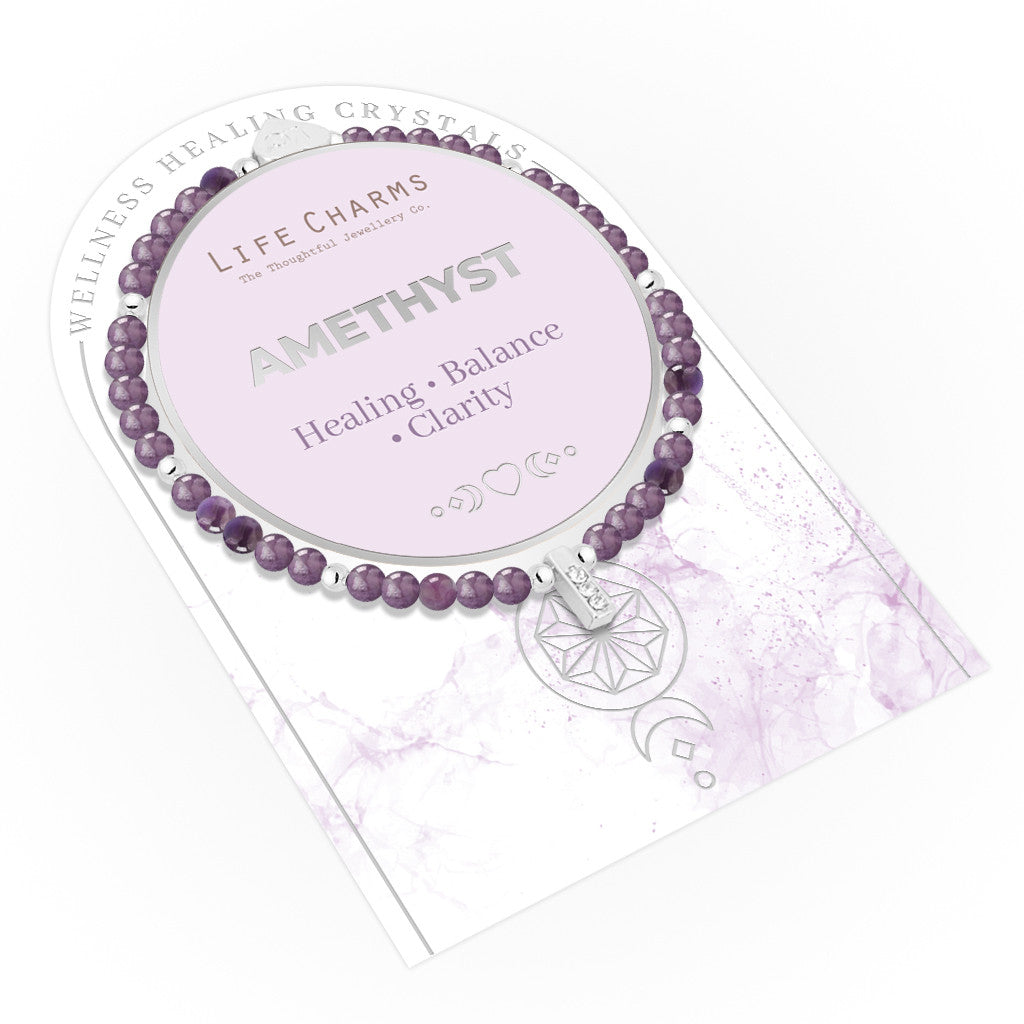 Amethyst & silver beads healing crystals bracelet