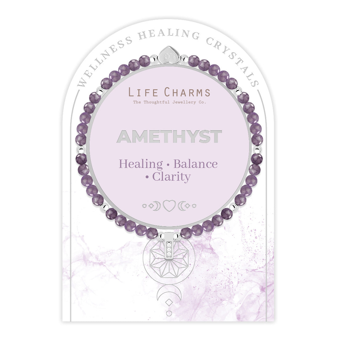 Amethyst & silver beads healing crystals bracelet