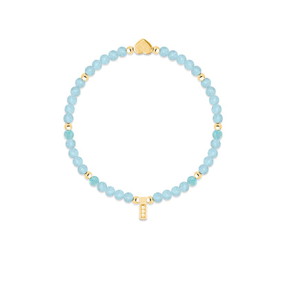 Aquamarine &amp; gold beads healing crystals bracelet