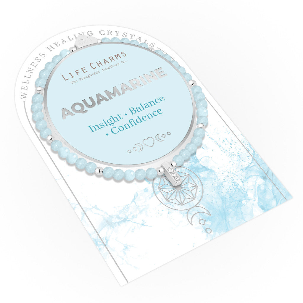 Aquamarine & silver beads healing crystals bracelet