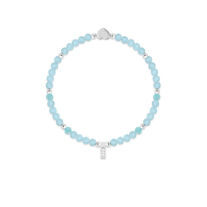 Aquamarine &amp; silver beads healing crystals bracelet