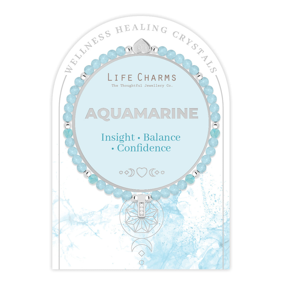 Aquamarine &amp; silver beads healing crystals bracelet