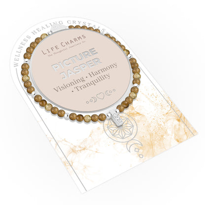 Picture Jasper &amp; silver beads healing crystals bracelet