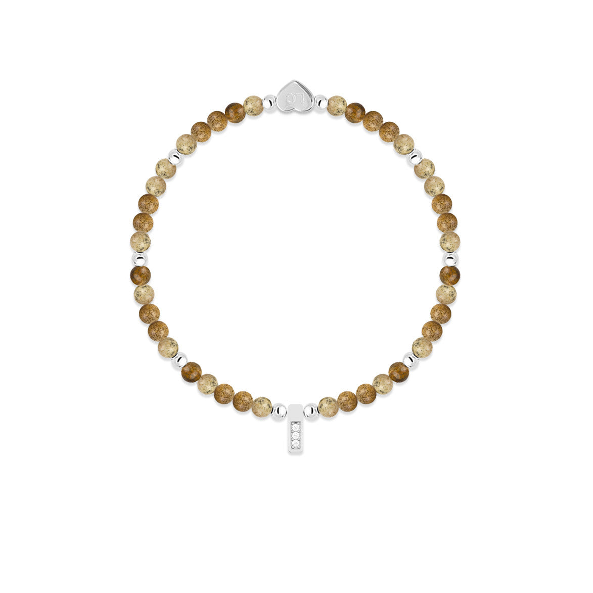 Picture Jasper &amp; silver beads healing crystals bracelet