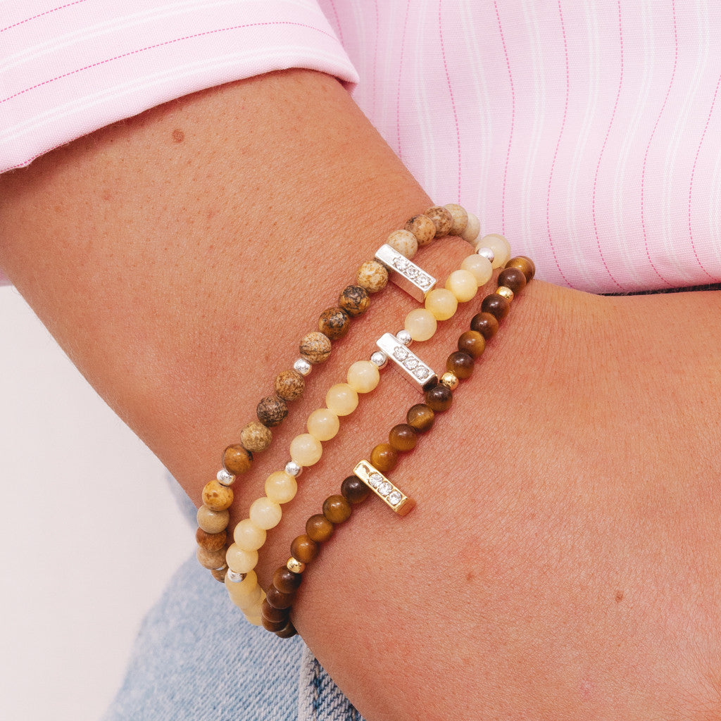 Picture Jasper &amp; silver beads healing crystals bracelet
