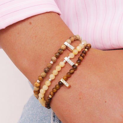 Picture Jasper &amp; silver beads healing crystals bracelet