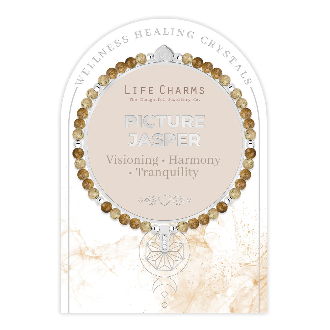 Picture Jasper &amp; silver beads healing crystals bracelet