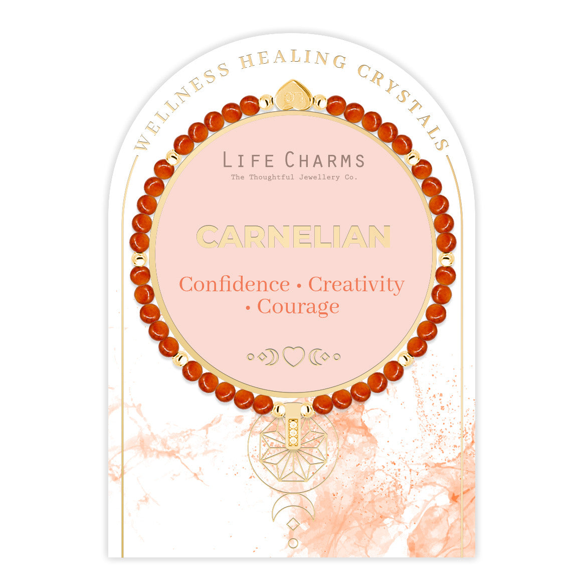Carnelian &amp; gold beads healing crystals bracelet