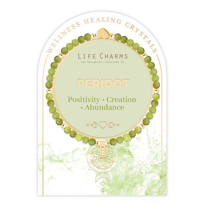 Peridot &amp; gold beads healing crystals bracelet