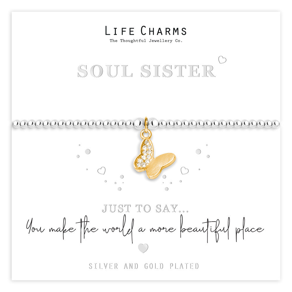 Just To Say Soul sister gold butterfly charm bracelet