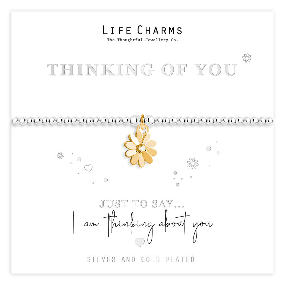 Just To Say Thinking of you gold daisy charm bracelet