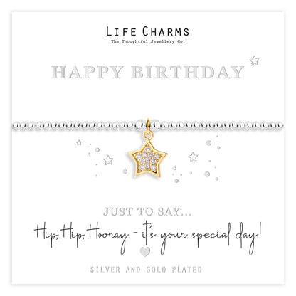 Just To Say Happy Birthday gold star charm bracelet