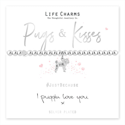 Pugs &amp; Kisses Pug Charm Bracelet
