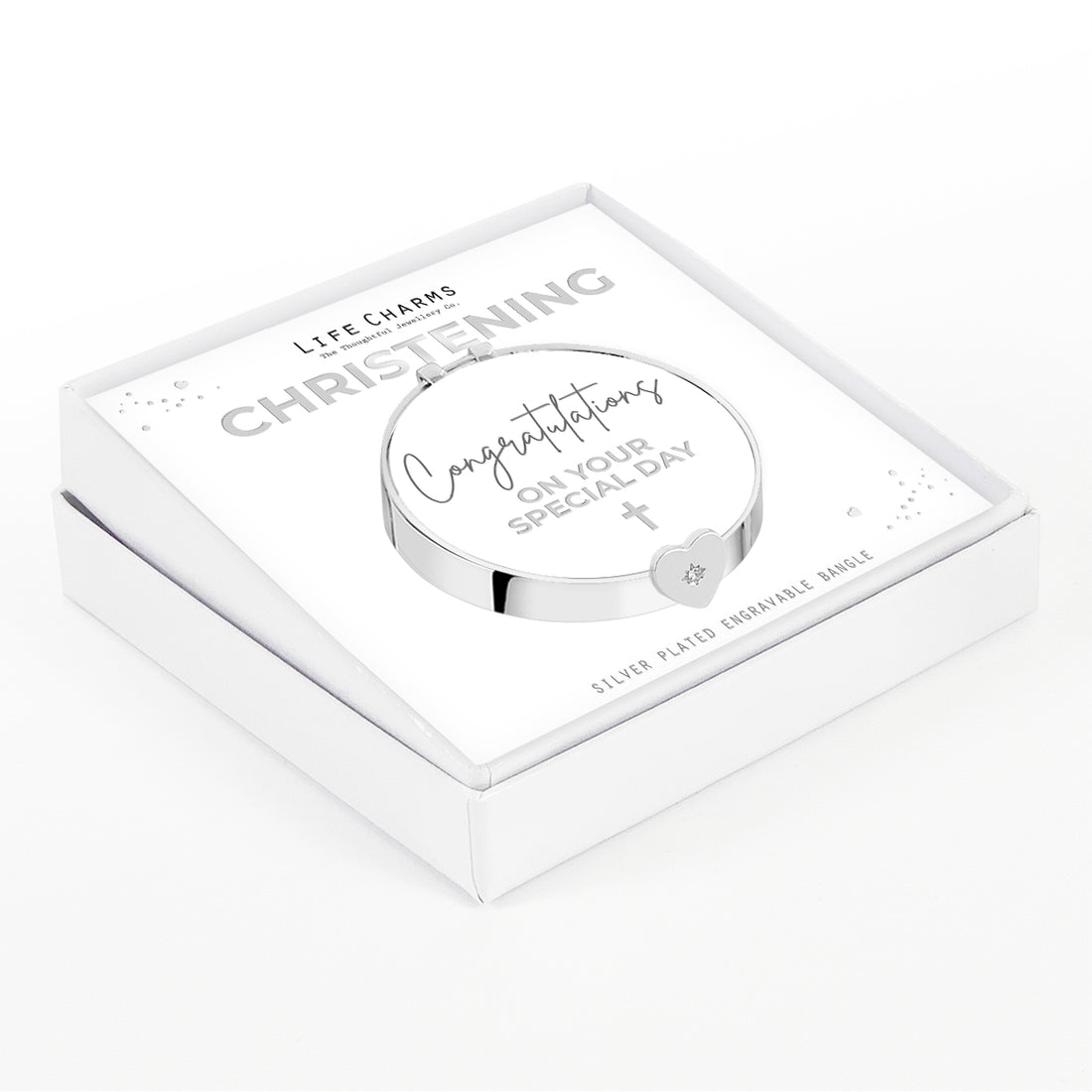 Christening baby bangle with heart