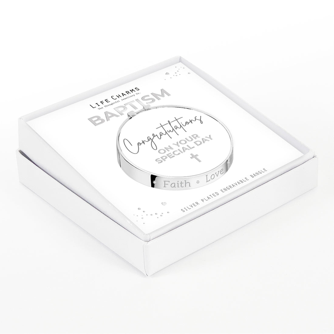 Baptism baby bangle Faith Love Hope