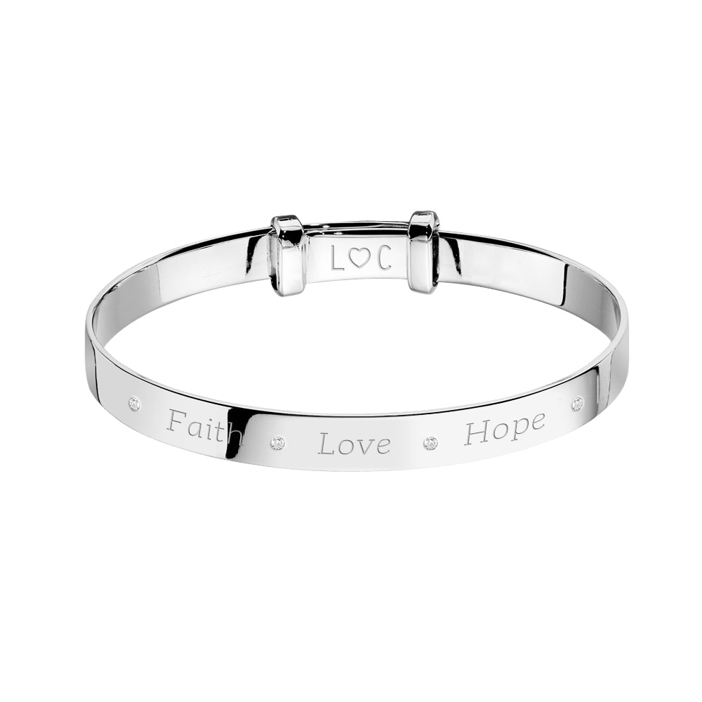 Baptism baby bangle Faith Love Hope