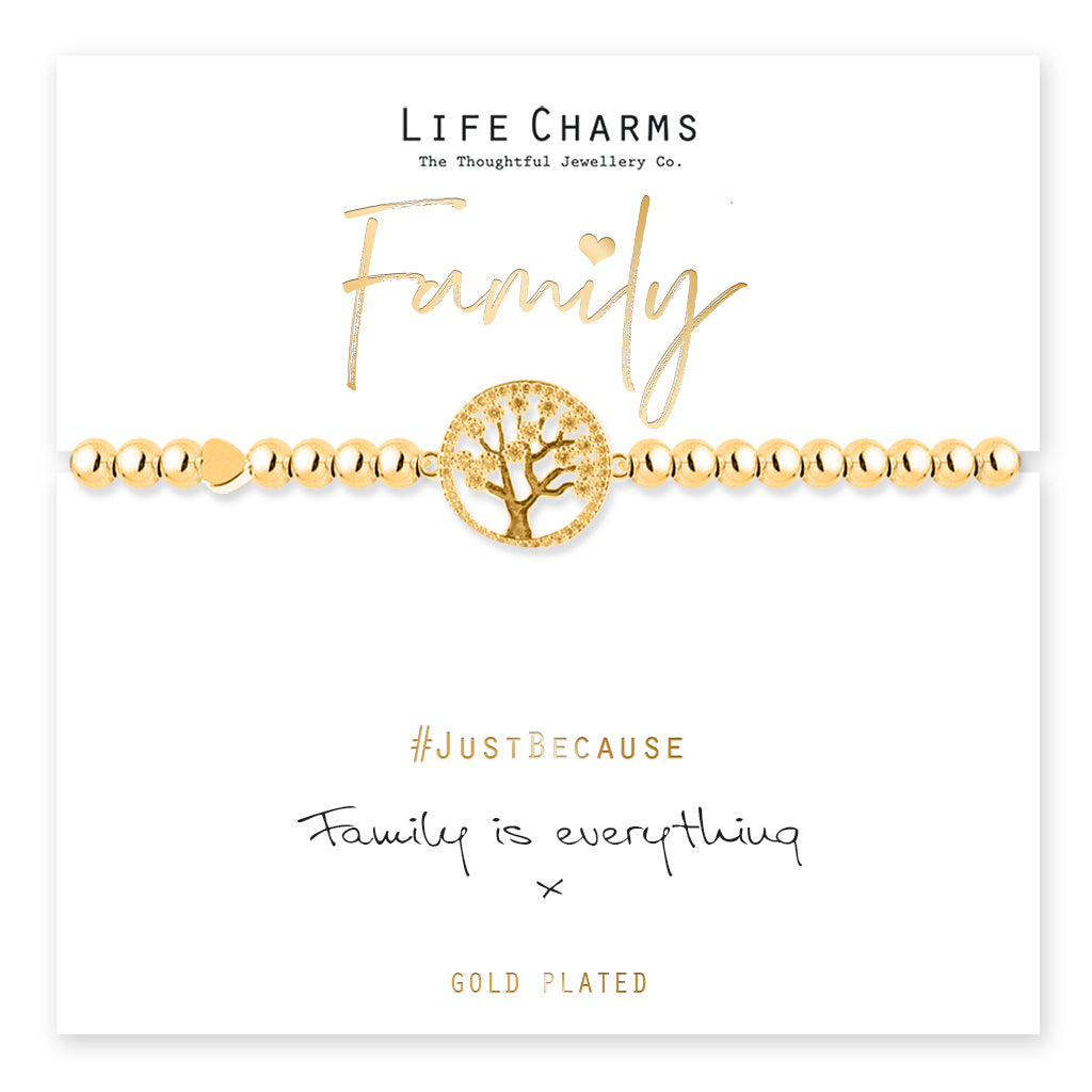 Family tree gold charm bracelet