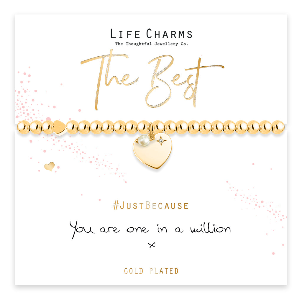 One in a million gold heart charms bracelet