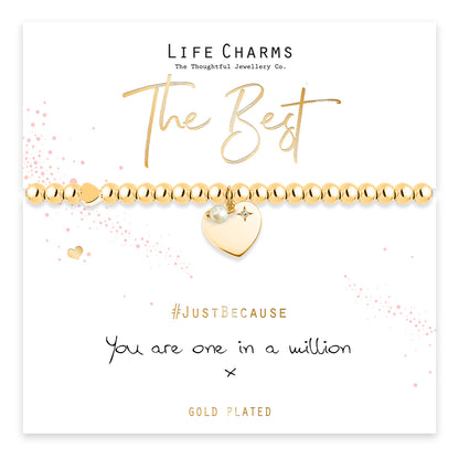 One in a million gold heart charms bracelet