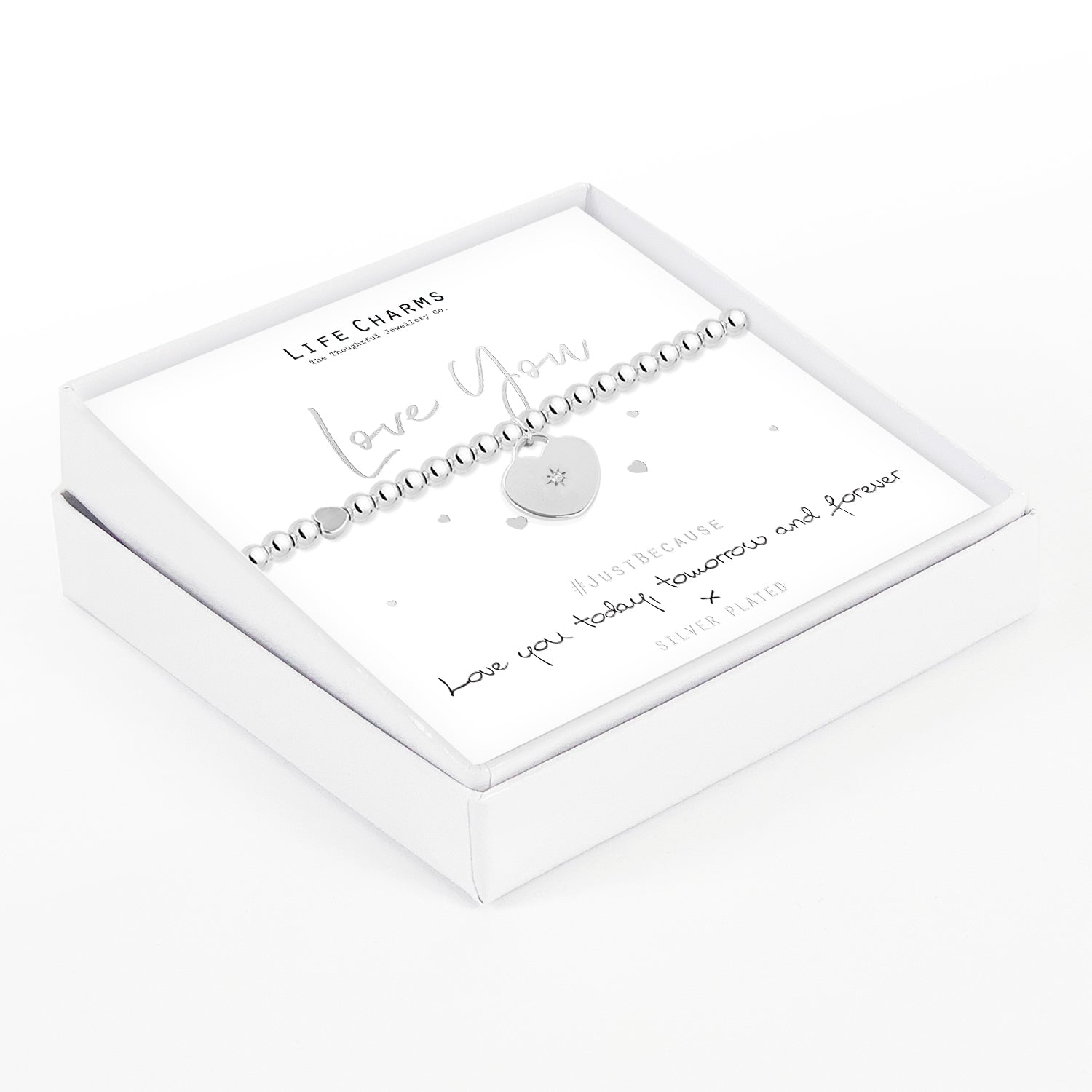 Love you - Heart charm bracelet in removable Valentine&