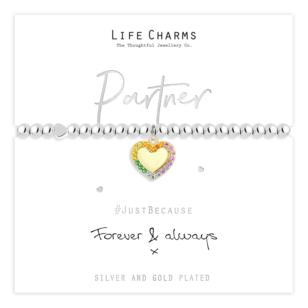 Partner heart charm bracelet