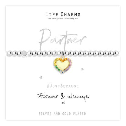 Partner heart charm bracelet