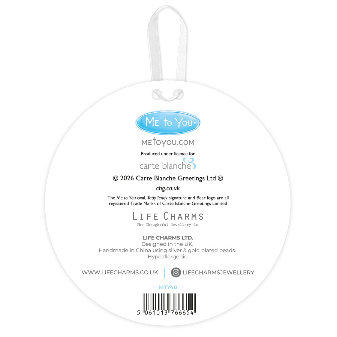 Me To You silver charm bracelet - Christmas wishes