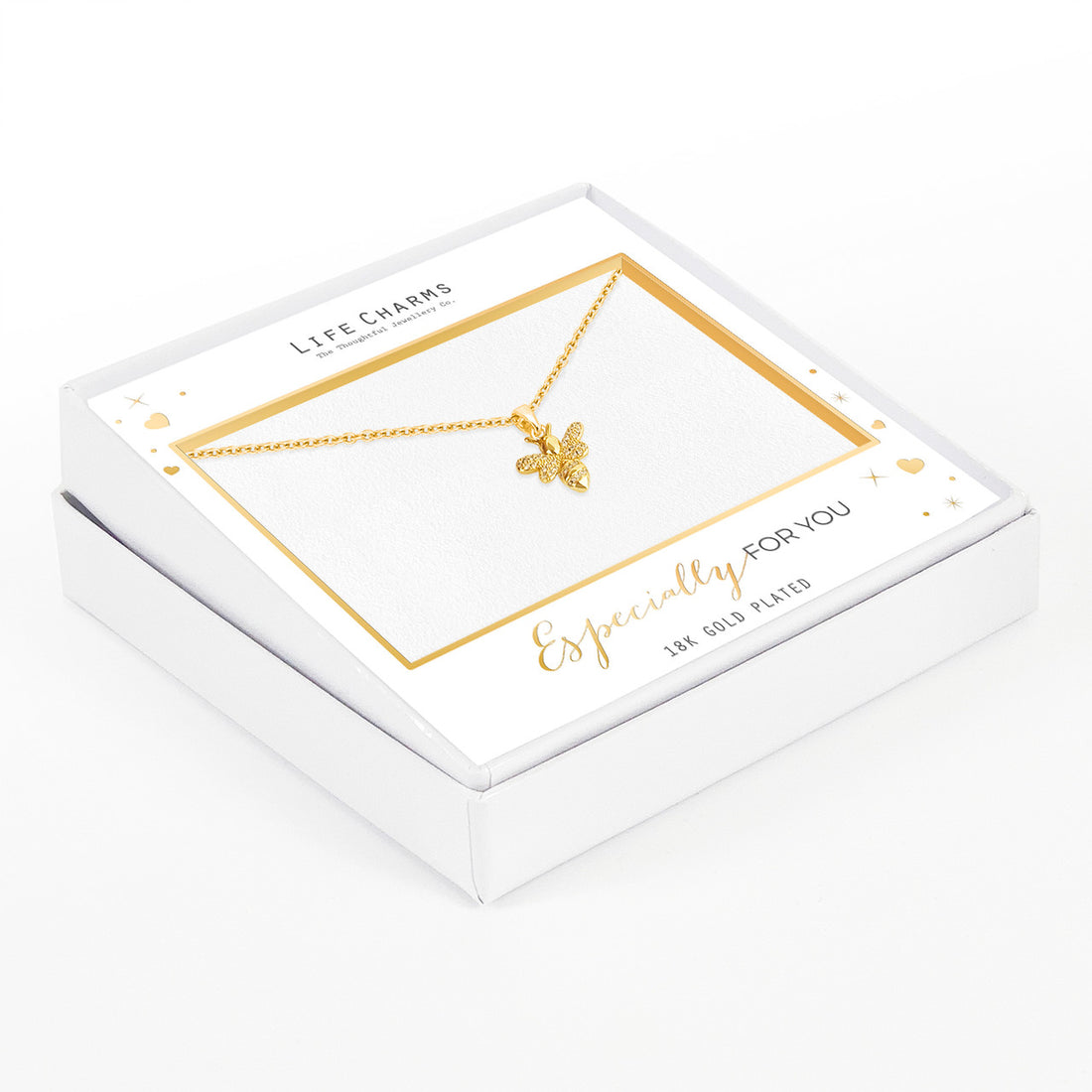 Gold bee pendant necklace