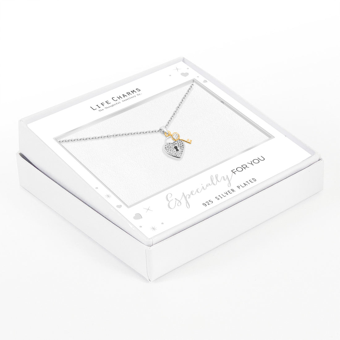 Heart lock & key pendant necklace