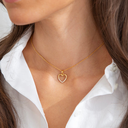 EFY Heart with stones necklace in gold