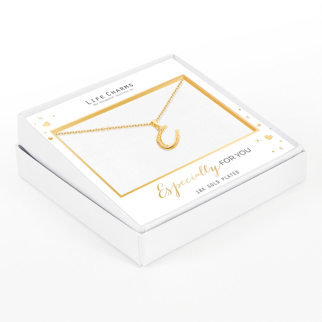 Sparkling horseshoe pendant necklace in gold