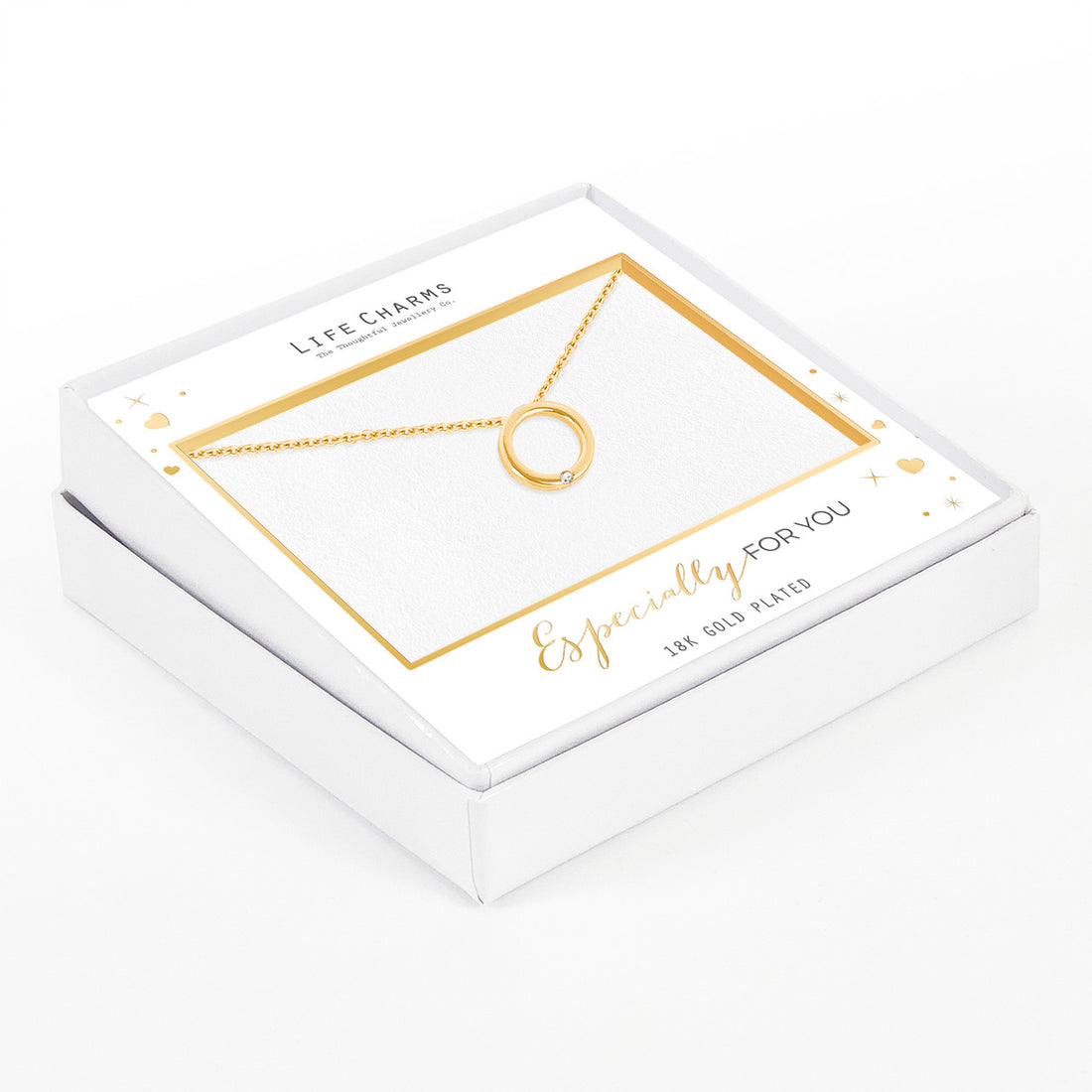 EFY Open circle with stone necklace in gold